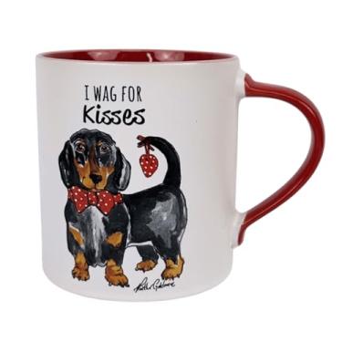 Imagem de Caneca para amantes de cães de 473 ml, "I Wag for Kisses"Dachshund Pattern Mug, Dog Coffee Mug Funny Ceramic Tea Cup Novelty Gifts for Office and Home Women Girls Men