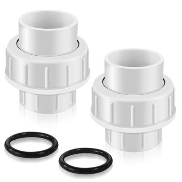 Imagem de 2 peças de encaixe de tubulação de união de PVC, união deslizante de PVC de 5 cm, conjunto de acessórios de união de PVC com conexão de porta de soquete deslizante, uniões de tubos de PVC para