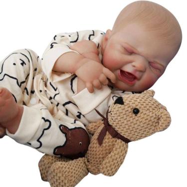 Imagem de Bebê Reborn Menino Chorando Olhos Fechados Artesanal Realista