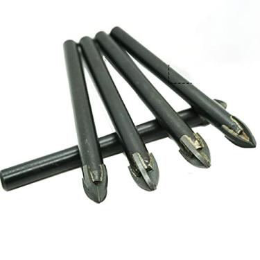 Imagem de Brocas de vidro Romax, brocas de azulejo, pontas de carboneto de alta temperatura, cabeça de lança cruzada reduz a fuga, garrafas de perfuração, mármore, cerâmica e espelho, 43398-51059, Furadeira, Preto, 3/8 in