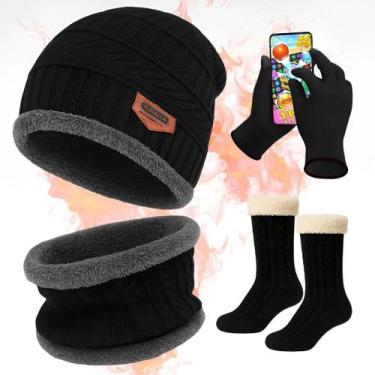 Imagem de Kit Inverno Touca Gorro Com Cachecol Luva E Meia Térmica - GOD TALENT