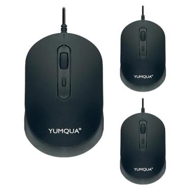 Imagem de YUMQUA Mouse de computador com fio USB M104, pacote com 3, mouse óptico silencioso com fio a granel para laptop PC Chromebook, preto