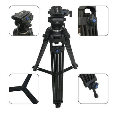 Imagem de Tripé Profissional JW 1850 C Cabeça Hidráulica Para 6kg t - SOLESTE