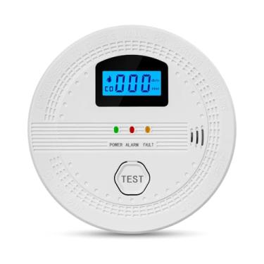 Imagem de Alarme de fumaça do detector de monóxido de carbono com exibição digital Sensor eletroquímico de alta precisão Monitoramento em tempo real Alarme de luz para viagem de hotel em