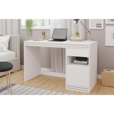 Imagem de Mesa Escrivaninha Juvenil Mila c/ 1 Porta e 1 Gaveta Branco - Permóbili