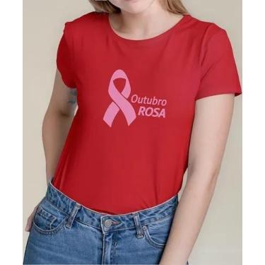 Imagem de  Camiseta Camisa Algodão Feminina Masculina  Campanha Outubro Rosa Pre