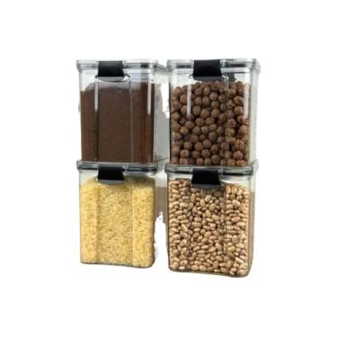 Imagem de Kit De Potes HerméTicos Para Cozinha - Organizador De Mantimentos Para Dispensa E ArmáRio(4 Potes - 1 Litro)