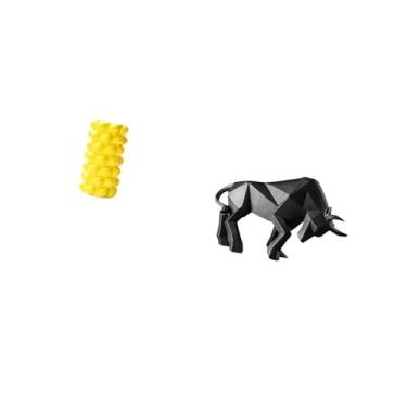 Imagem de Fenteer Vaso de Flores de Porcelana E Ornamento de Estátua de Touro, Escultura Moderna de Resina para Mesa, Prateleira, Escritório, Sala de Estar, Entrada, Ar