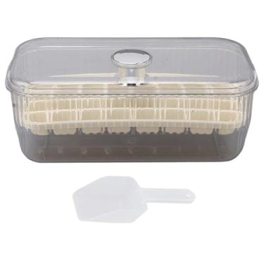 Imagem de Pilipane Forma quadrada para cubos de gelo, fácil de liberar, com tampa de caixa de gelo, colher de gelo, material ABS de grande capacidade, tampa removível empilhável para freezer, coquetel e uísque