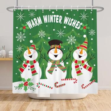 Imagem de ZJRBJB Cortina de chuveiro de Natal de inverno, divertida, boneco de neve, desejos, bainha ponderada, conjunto de cortina de chuveiro para banheiro, candyland, doce, árvore de banho, extralonga 182,88