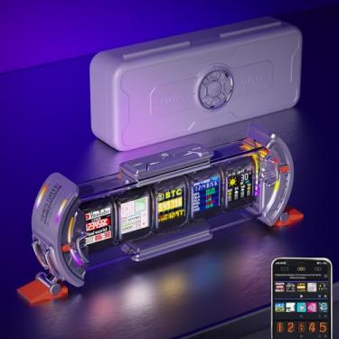 Imagem de Divoom Times Gate – Relógio digital Cyberpunk com controle de aplicativo inteligente, conexão WiFi, tela LED RGB, painel personalizado, arte em pixel para decoração de sala de jogos e escritório