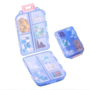Imagem de Porta Comprimidos com 10 Divisórias Compartimentos Individuais Organizador de Medicamentos Suplementos Vitaminas Portátil Azul