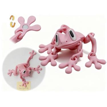 Imagem de Bofiyma Articulated Frog Refrigerator Magnet - 3D Printed Poseable Decor for Fridge & Metal Surfaces (Pink)