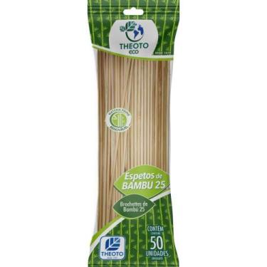 Imagem de Espeto de Madeira Bambu 25CM X 4MM Pacote com 50 Unidades - Theoto