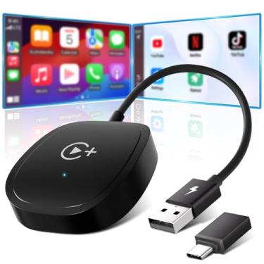 Imagem de Adaptador CarPlay sem fio, adaptador sem fio CarPlay suporta Netflix, YouTube e Tiktok Stream Media Play, para OEM com fio CarPlay para dongle sem fio, serve para carros de 2016 e telefone iOS 10+