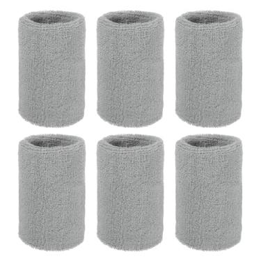 Imagem de YELARXI Pulseiras de suor, pulseiras para esportes de suor 10 x 7,6 cm e pacote com 6 e cinza claro - adequado para (tênis/basquetebol/futebol/corrida/malhar/homens e mulheres)