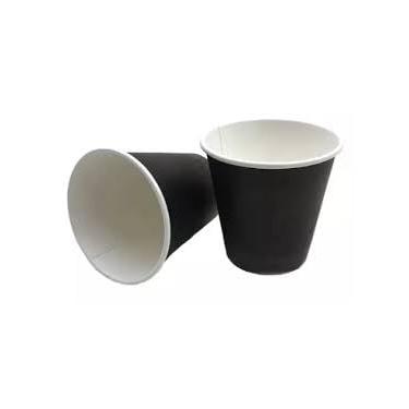 Imagem de Mix Copos de Papel Biodegradáveis, Preto com Borda Branca, 110ml, Pacote com 50 Unidades, Ideal para Café e Chá