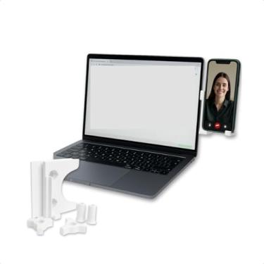 Imagem de Suporte Para Tela de Notebook Portátil Celular Universal Fixador Lateral Suspenso Home Office (Branco)