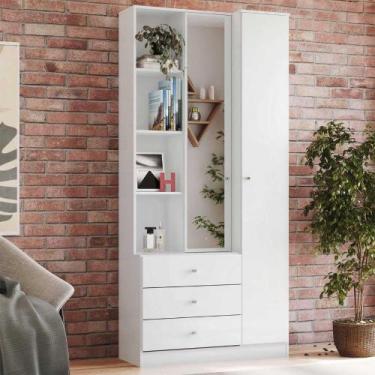 Imagem de Armário Multiuso Doha 01 Porta 03 Gavetas Com Nichos - Henn, Branco