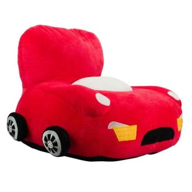 Imagem de Mini Poltrona Formato Carro Vermelho 33x45x46cm - Pelúcia - Foffy