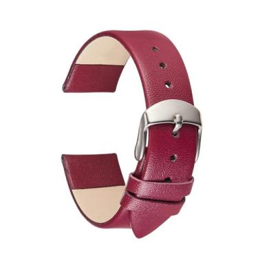 Imagem de XLCZMYL Pulseira de couro para relógio de 14 mm, 16 mm, 18 mm, 20 mm, 22 mm, fina, lisa, pulseira de couro macio e confortável, roxo, 22 mm