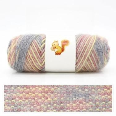 Imagem de Fio artesanal tingido à mão, mistura de fio dental super macio, peso penteado médio para lenços e chapéus de tricô, cor única (cinza + rosa)