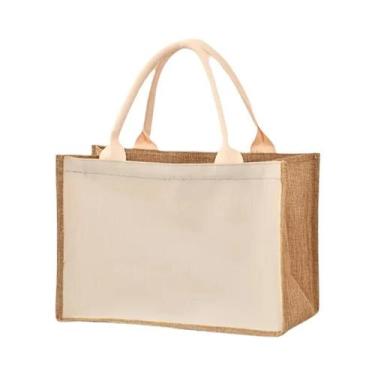 Imagem de Bolsa de linho com zíper atualizada, bolsa de presente simples, sacola