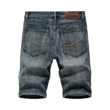 Imagem de Bermudas De Denim Masculinas De Verão Com Stretch, Corte Reto, Jeans C