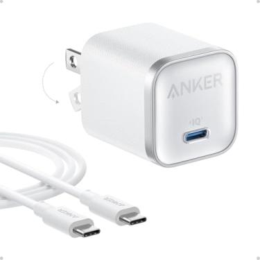 Imagem de Anker Carregador Nano 45W Tipo C, Carregamento Rápido, Compacto E Dobrável, Bloco Carregador Usb C Para Samsung Galaxy S25 Ultra/S24 Series, Iphone 16 Series, Macbook, Pixel 9, Ipad (Branco)