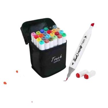 Imagem de Kit De Canetas Marcador Permanente Ponta Dupla - 24 Cores - Conectpool