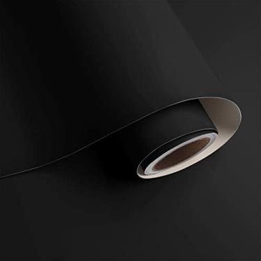 Imagem de VaryPaper Papel de parede preto fosco tamanho grande 61 x 1,201 cm papel de parede de contato preto cor sólida para armário mesa impermeável autoadesivo removível papel de parede escuro para quarto e