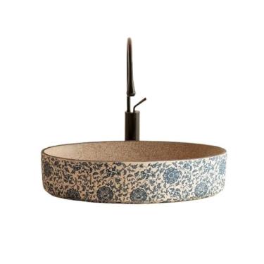 Imagem de Vessel Vanity Sink oval cerâmica banheiro pia varanda vaso sanitário lavatório externo lavatório (incluindo acessórios) Bancada moderna