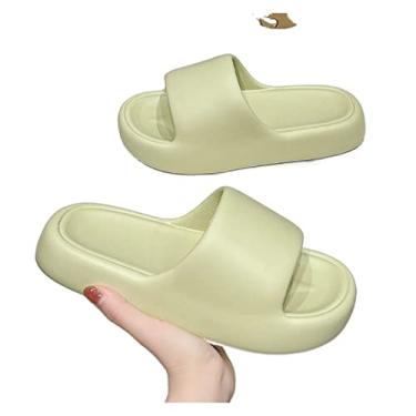 Imagem de x3anggyt5 Sapatos de banheiro moda personalidade explosiva chinelos femininos super macios fundo grosso casa estudante dormitório banheiro chinelos de banho de alto valor chinelos de chuveiro (verde