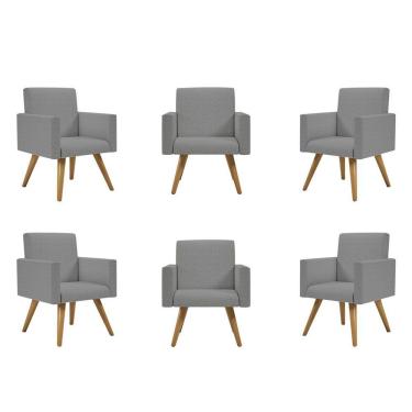 Imagem de Kit 6 Poltronas Cadeira Escritório Recepção Linho Grafite