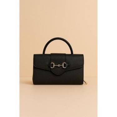 Imagem de Bolsa de Mão Pequena D Bell Outlet Fashion Lisa Preta-Feminino