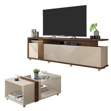 Imagem de Conjunto Sala De Estar Rack Bancada E Mesa Columbus Caemmun