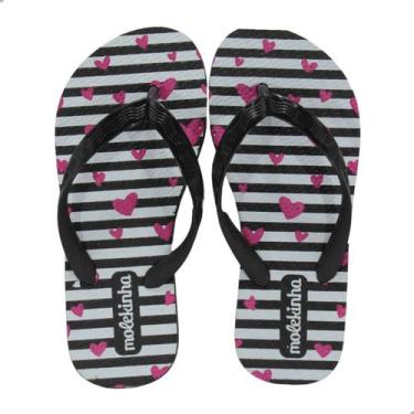 Imagem de Chinelo Menina Infantil Molekinha Preto e Branco, Pt, Preto, Branco, P