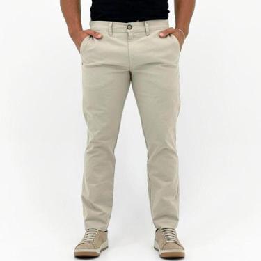 Imagem de Calça Ogochi Esporte Fino Slim em Sarja Masculina, 48, Areia