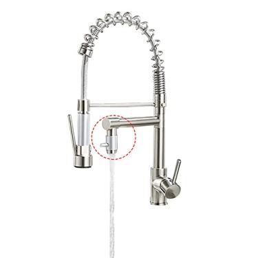 Imagem de Torneira de cozinha de bico duplo 360 graus de rotação primavera pull down pulverizador montado no convés da cozinha torneira misturadora torneiras, níquel b, china