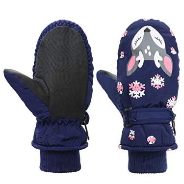 Imagem de American Trends Luvas infantis de inverno para neve à prova d'água luvas de lã quente para meninos e meninas, Raposa marinha, S(Fits 2-4 years)
