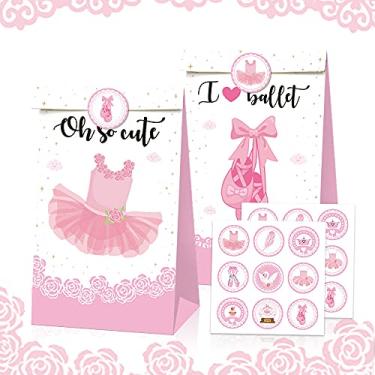 Imagem de 12 peças de bailarina artigos de festa de aniversário bailarina para lembrancinhas de festa com estampa de rainha dançante para meninas dançarinas, suprimentos de festa rosa, decoração de balé