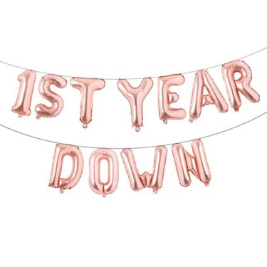 Imagem de 1st Year Down Banner Balloon, First Birthday,Football Theme Birthday Party,1st Year Down Football Baby shower Party Decorations (1ST YEAR DOWN Rose Gold)