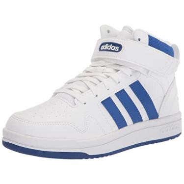Imagem de adidas Tênis de basquete infantil unissex Postmove Mid, branco/time azul royal/branco, 21