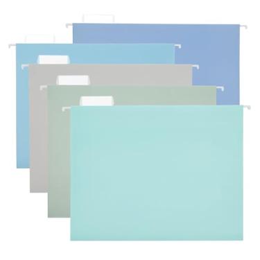 Imagem de Beramon Pacote com 10 pastas de arquivo suspensas tamanho carta com abas ajustáveis de corte 1/5, pasta de arquivo para armário de arquivo, design de pastas suspensas reforçadas para casa, escola,