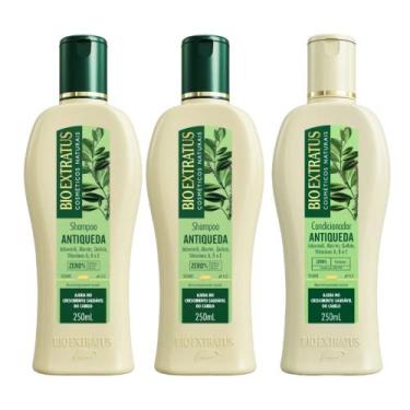 Imagem de kit 2 Shampoo 1 Condicionador Antiqueda Jaborandi 250 ml Bio Ext - BIO