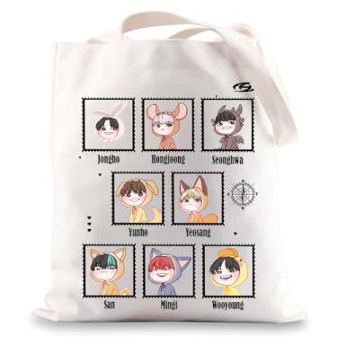 Imagem de BWWKTOP K-Pop Group Bolsa de ombro K Pop Music Fans Gifts Music Group Members Canvas Shoulder Bag K-Pop Band Merchandise, Jongho Tg, Large