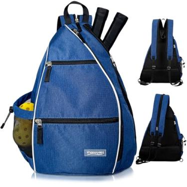 Imagem de Mochila de tênis Pickleball para homens e mulheres – Bolsa tiracolo esportiva reversível Franklin Pickle Ball tênis raquetebol badminton bolsa de viagem (azul)