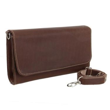 Imagem de Bolsa De Mão Feminina Couro Legítimo Baú Alça Transversal Removivel Ma