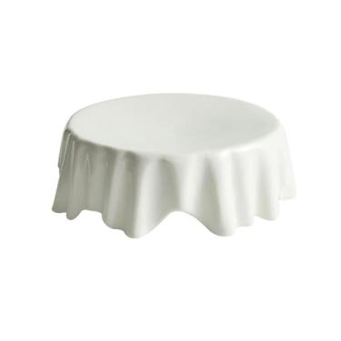 Imagem de Prato de mesa de cerâmica com pés altos, prato de jantar ocidental irregular em restaurante de hotel - prato de mesa redonda de pé alto - 20,8 cm [versão curta]