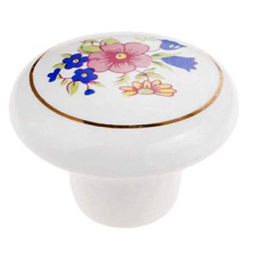 Imagem de Puxador de porta de cerâmica pintado à mão feito à mão para quarto das crianças puxadores de puxar para armário/armário/guarda-roupa/gaveta/banheiro (flor azul)